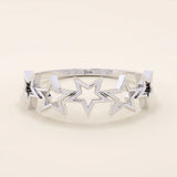 14K SOLID YELLOW GOLD 5 STARS STACKING STATEMENT RING FOR WOMAN