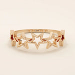 14K SOLID YELLOW GOLD 5 STARS STACKING STATEMENT RING FOR WOMAN