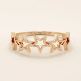 14K SOLID YELLOW GOLD 5 STARS STACKING STATEMENT RING FOR WOMAN
