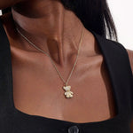 14K SOLID GOLD PAVE MOISSANITE TEDDY BEAR PENDANT NECKLACE FOR WOMEN
