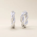 14k solid gold twisted thick band hoop earrings for women