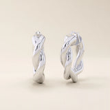 14k solid gold twisted thick band hoop earrings for women