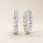 14k solid gold twisted rope band hoop earrings for women