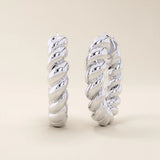 14k solid gold twisted rope band hoop earrings for women