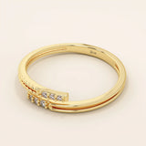 14K SOLID YELLOW GOLD WRAP BYPASS STACKING RING FOR WOMEN