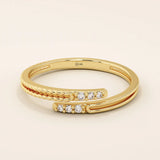 14K SOLID YELLOW GOLD WRAP BYPASS STACKING RING FOR WOMEN