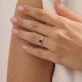Half Bezel Sapphire Gemstone Ring