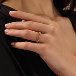 14K SOLID GOLD HALF ETERNITY MILGRAIN HEART STACKING RING FOR WOMEN