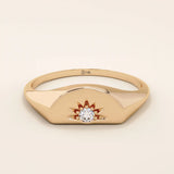 HALF SUN SIGNET RING IN 14K SOLID GOLD