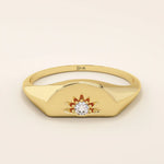 HALF SUN SIGNET RING IN 14K SOLID GOLD