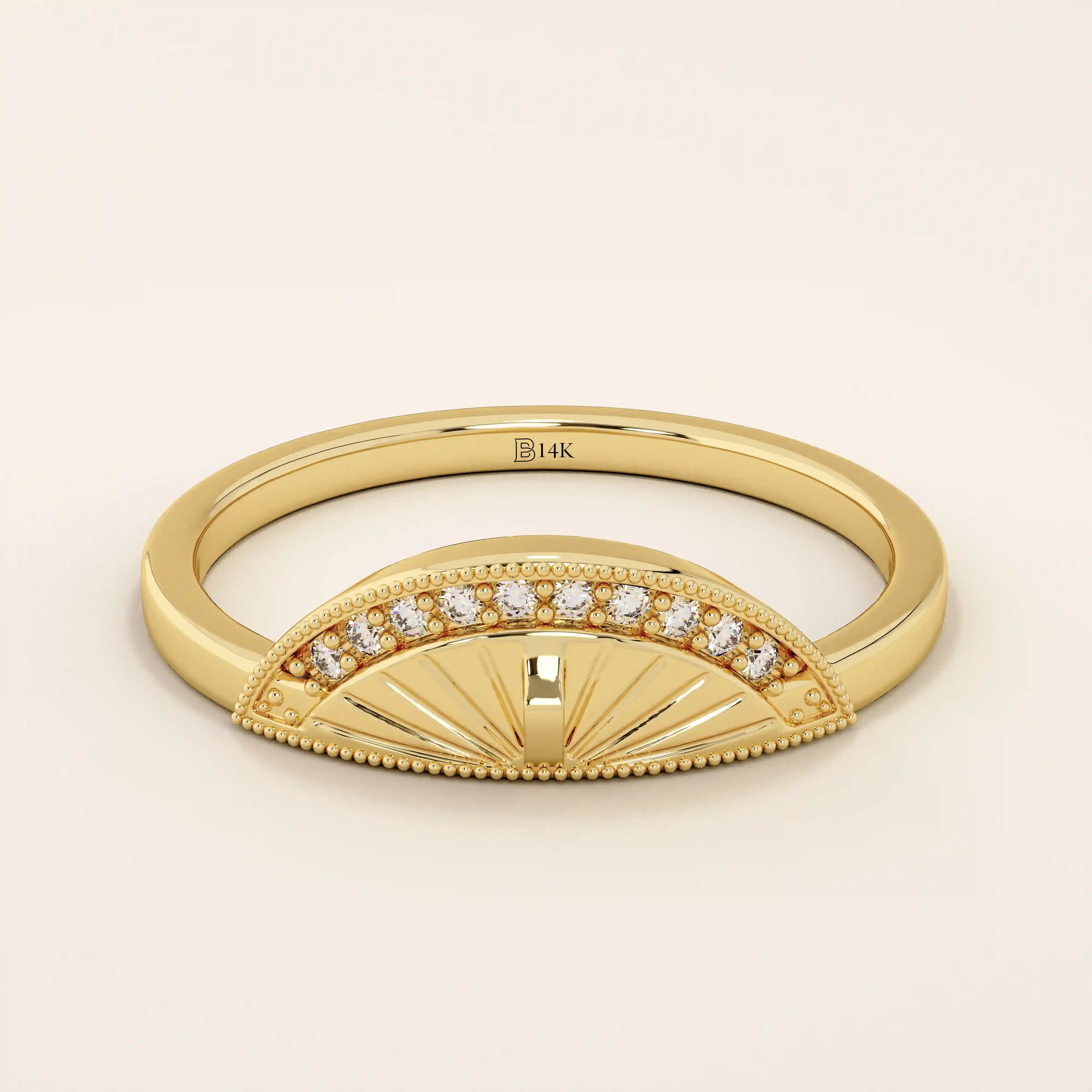 HALF SUNDIAL SIGNET RING IN GOLD