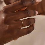 14k solid gold half twisted band stacking ring for women
