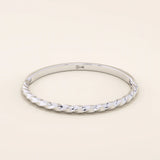 14k solid gold half twisted band stacking ring for women