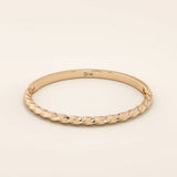 14k solid gold half twisted band stacking ring for women