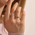 cute Celtic design vintage Heart cut Moss Agate solitaire engagement Ring in 14k solid yellow gold for women