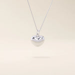 14K SOLID PLAIN YELLOW GOLD 3D HEART PENDANT NECKLACE FOR WOMEN