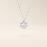 14K SOLID PLAIN YELLOW GOLD 3D HEART PENDANT NECKLACE FOR WOMEN