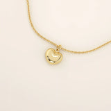 14K SOLID PLAIN YELLOW GOLD 3D HEART PENDANT NECKLACE FOR WOMEN