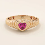 HEART SHAPE PINK RUBY CROISSANT RING