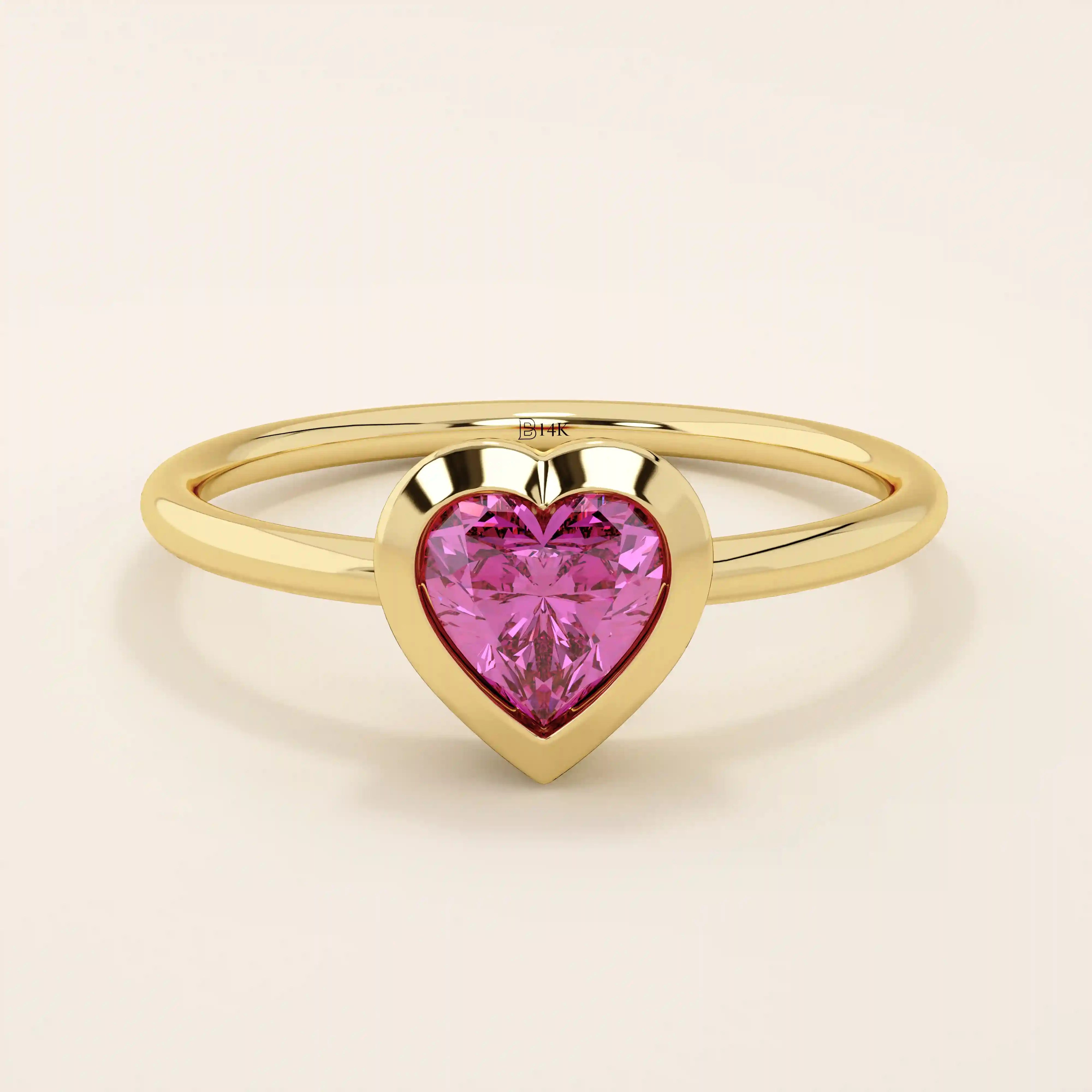 HEART SHAPE PINK RUBY STATEMENT RING IN GOLD