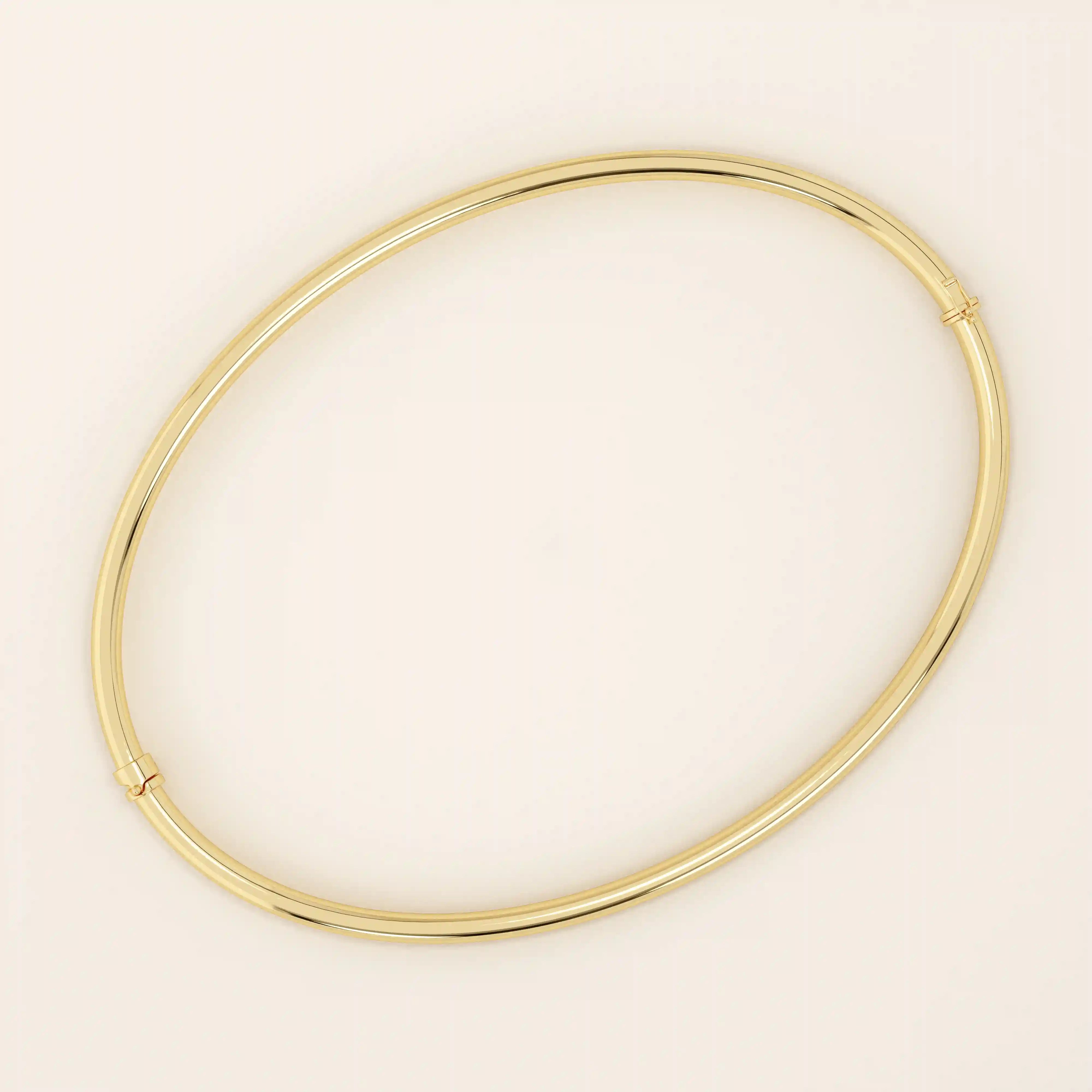 14k solid gold plain hinged bangle bracelet for women