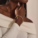 14k solid gold plain hinged bangle bracelet for women