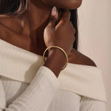 14k solid gold plain hinged bangle bracelet for women
