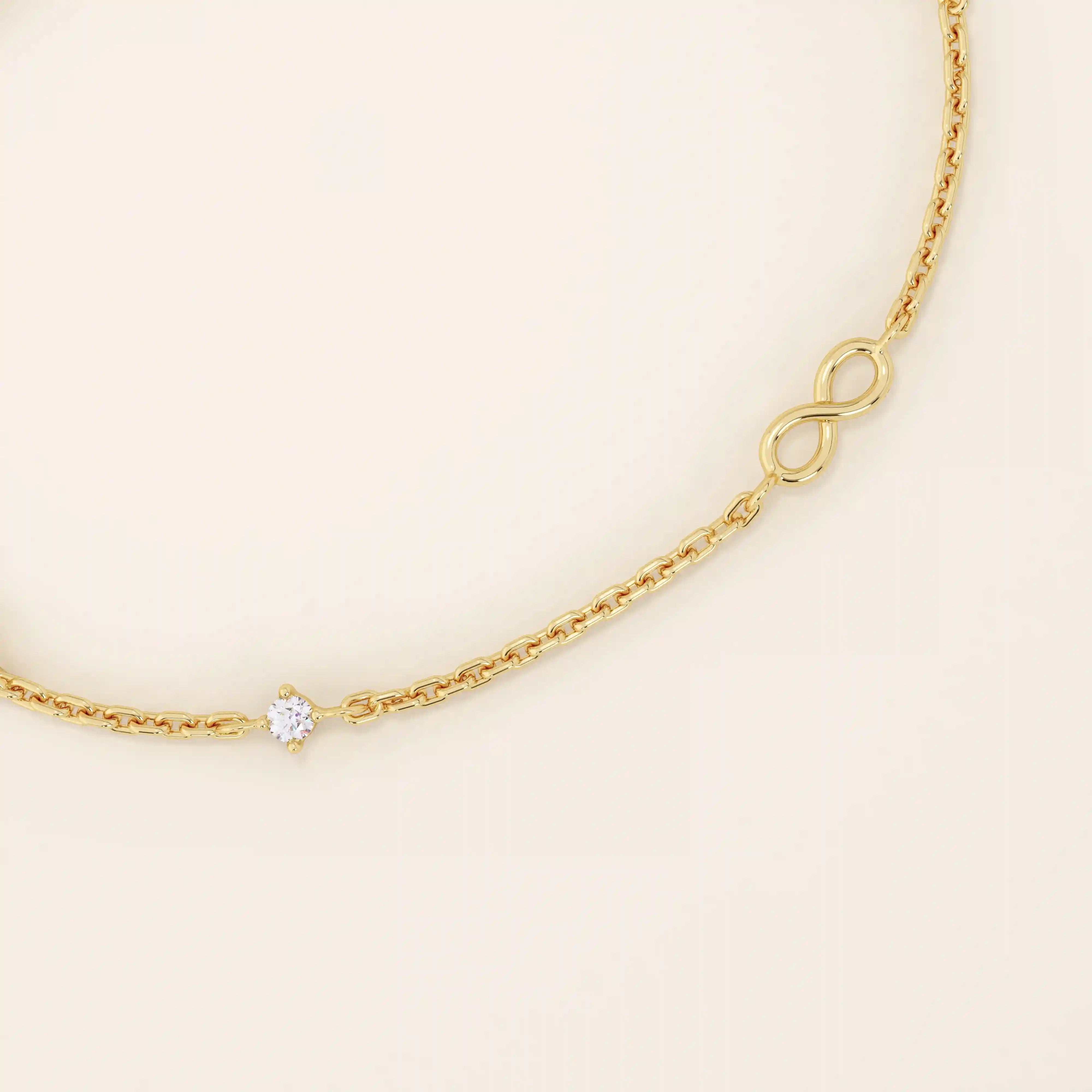 14k solid gold infinity symbol design ultra thin minimalist bracelet for women