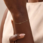 14k solid gold infinity symbol design ultra thin minimalist bracelet for women