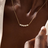 5 Stone Bezel Necklace in Gold