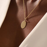 Oval Birth Flower Pendant Necklace