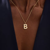 Pave Initial Necklace in 14k Gold