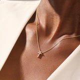 Pave Cross Gold Necklace