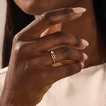 14k solid gold trio moissanite leaf wedding ring for women