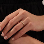 14K SOLID GOLD SMALL TRIO MOISSANITE MINIMAL STACKABLE  WEDDING RING FOR WOMEN
