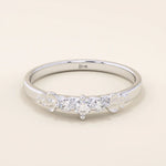 14K SOLID GOLD SMALL TRIO MOISSANITE MINIMAL STACKABLE  WEDDING RING FOR WOMEN