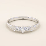 14K SOLID GOLD SMALL TRIO MOISSANITE MINIMAL STACKABLE  WEDDING RING FOR WOMEN