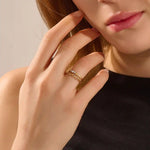 14K SOLID GOLD SMALL TRIO MOISSANITE MINIMAL STACKABLE  WEDDING RING FOR WOMEN