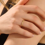 14K SOLID GOLD NATURE INSPIRED LEAF WEDDING STACKING RING FOR WOMEN