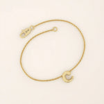14k solid gold moving letter alphabet bracelet for women