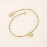 14k solid gold moving letter alphabet bracelet for women
