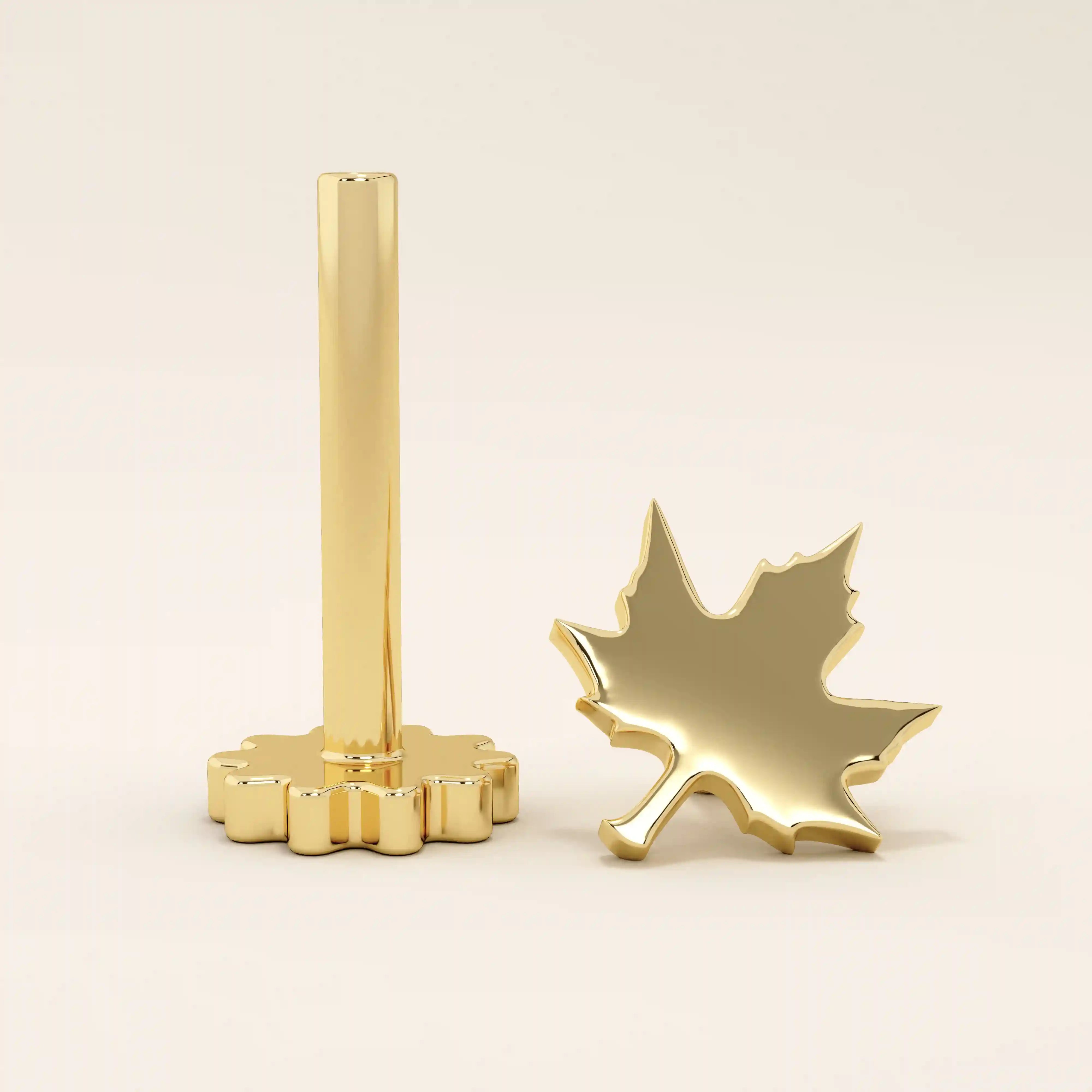 MAPLE LEAF PIERCING IN 14K SOLID GOLD
