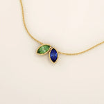 14K SOLID GOLD DOUBLE MARQUISE BIRTHSTONE MOVING CHARM NECKLACE FOR WOMEN