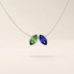 14K SOLID GOLD DOUBLE MARQUISE BIRTHSTONE MOVING CHARM NECKLACE FOR WOMEN