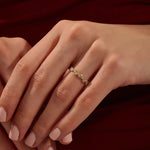 14k solid gold marquise cut leaf vine stackable wedding ring for women