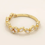 14k solid gold marquise cut leaf vine stackable wedding ring for women