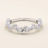 14k solid gold marquise cut leaf vine stackable wedding ring for women
