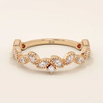 14k solid gold marquise cut leaf vine stackable wedding ring for women
