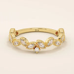 14k solid gold marquise cut leaf vine stackable wedding ring for women