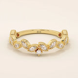 14k solid gold marquise cut leaf vine stackable wedding ring for women